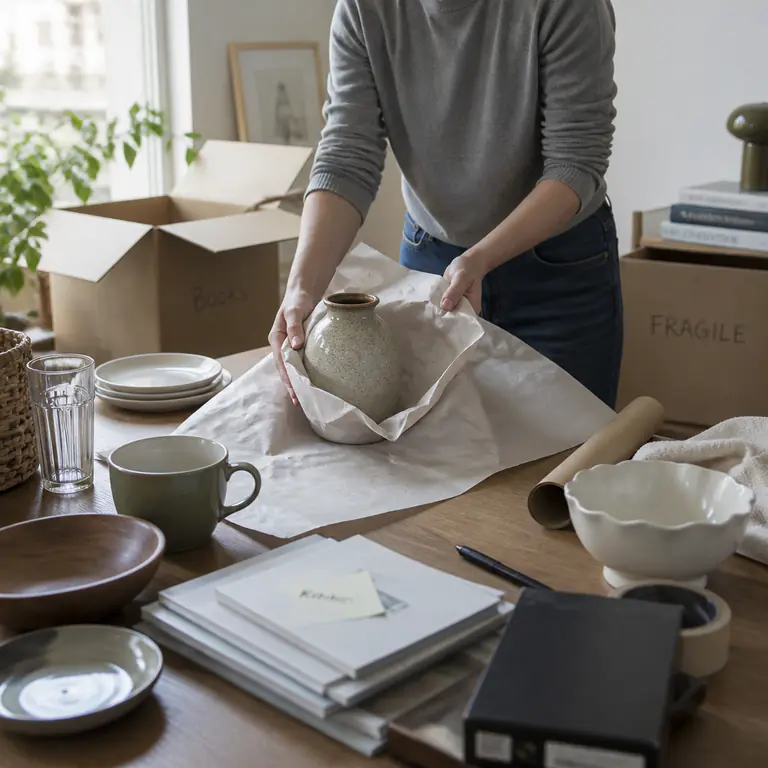 Ablauf einer Haushaltsauflösung Sichtung und Verpackung von Hausrat während einer Haushaltsauflösung